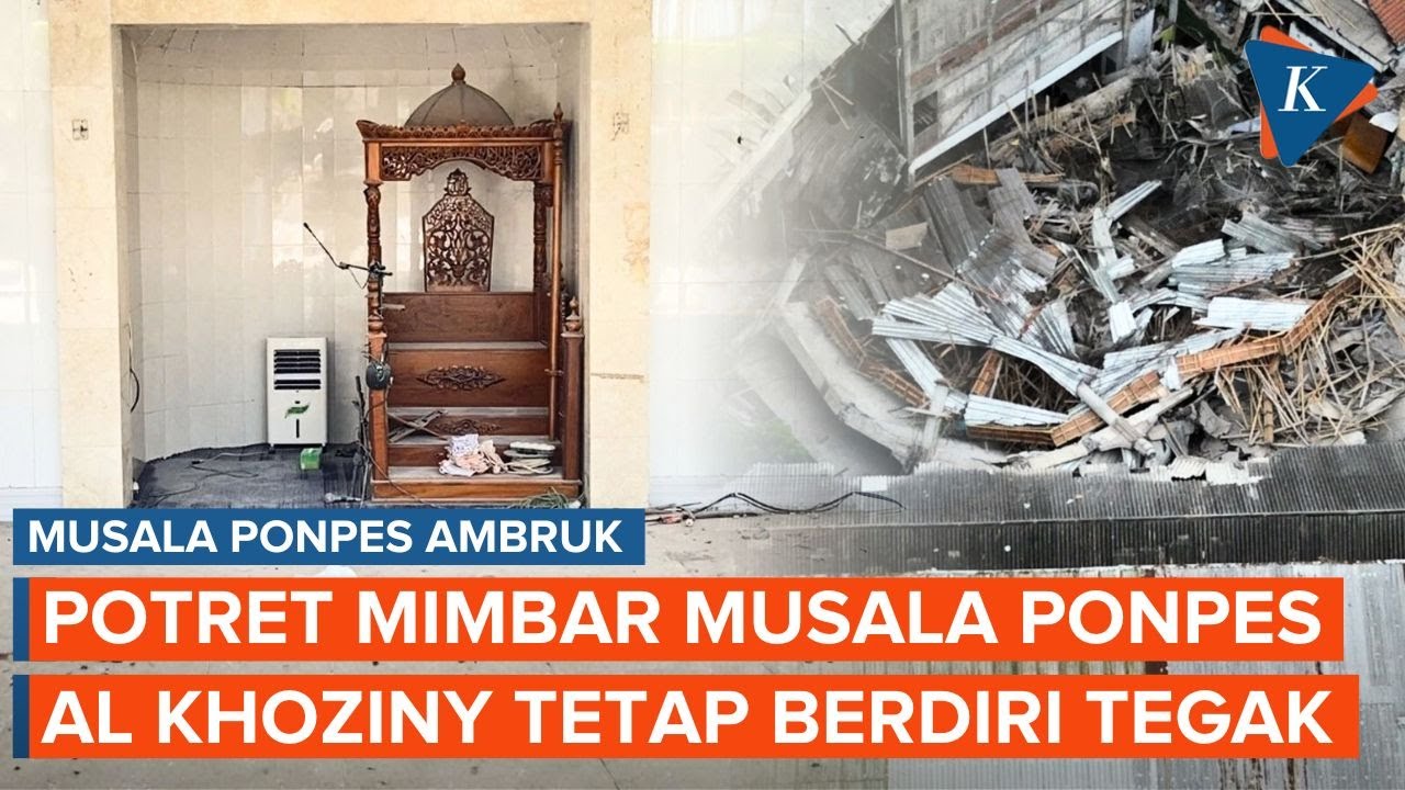 Youtube Thumnail image of : Di Tengah Reruntuhan, Mimbar Musala Ponpes Al Khoziny Tetap Utuh