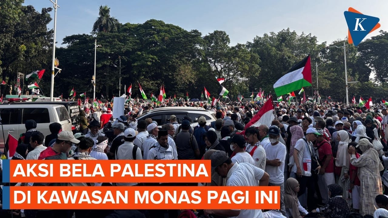 Youtube Thumnail image of : Suasana Aksi Bela Palestina di Kawasan Monas Pagi Ini