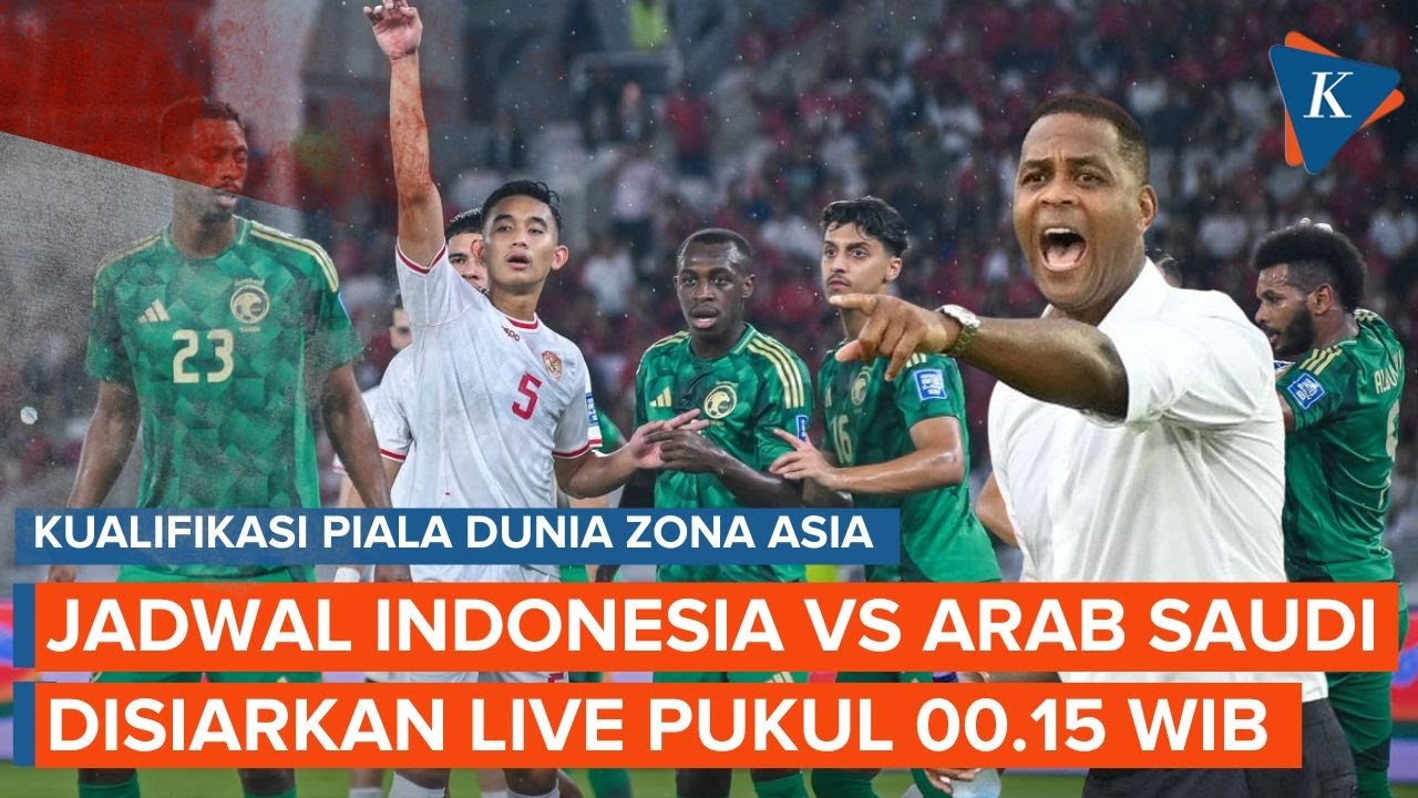 Youtube Thumnail image of : Jadwal dan Link Live Laga Indonesia vs Arab Saudi, Kick Off Pukul 00.15 WIB