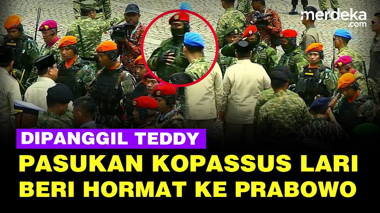 Youtube Thumnail image of : Detik-Detik Pasukan Elite Kopassus Lari Dipanggil Letkol TNI Teddy, Beri Hormat ke Prabowo