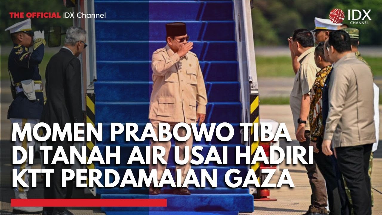 Youtube Thumnail image of : Detik-Detik Presiden Prabowo Tiba di Tanah Air usai Hadiri KTT Perdamaian Gaza | IDXC UPDATE