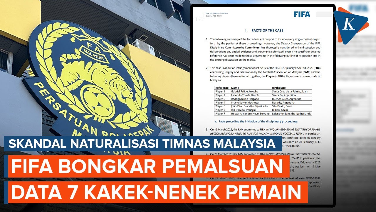 Youtube Thumnail image of : Skandal Naturalisasi Timnas Malaysia: FIFA Bongkar Pemalsuan Data 7 Pemain