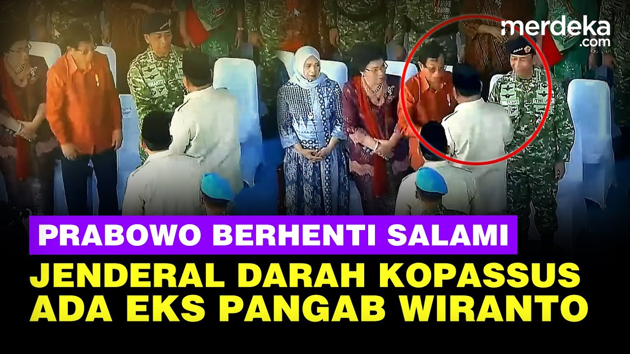 Youtube Thumnail image of : Momen Prabowo Berhenti Salami Jenderal Senior Darah Kopassus Agum Gumelar di HUT ke-80 TNI