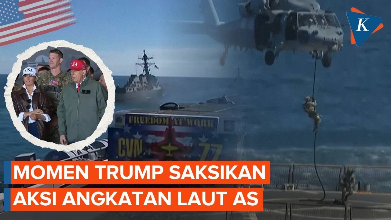 Youtube Thumnail image of : Momen Trump Saksikan Unjuk Kekuatan Tempur Angkatan Laut AS dari Kapal Induk