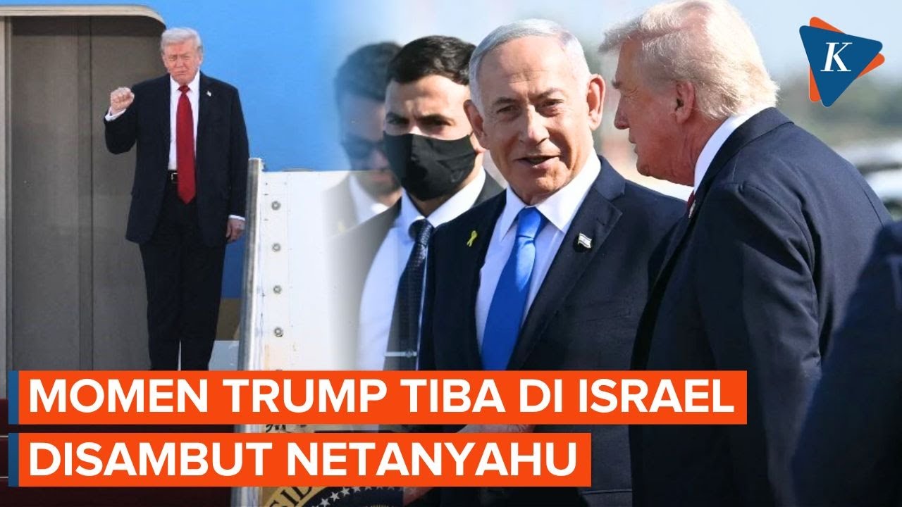 Youtube Thumnail image of : Momen Trump Tiba di Bandara Israel Disambut Netanyahu