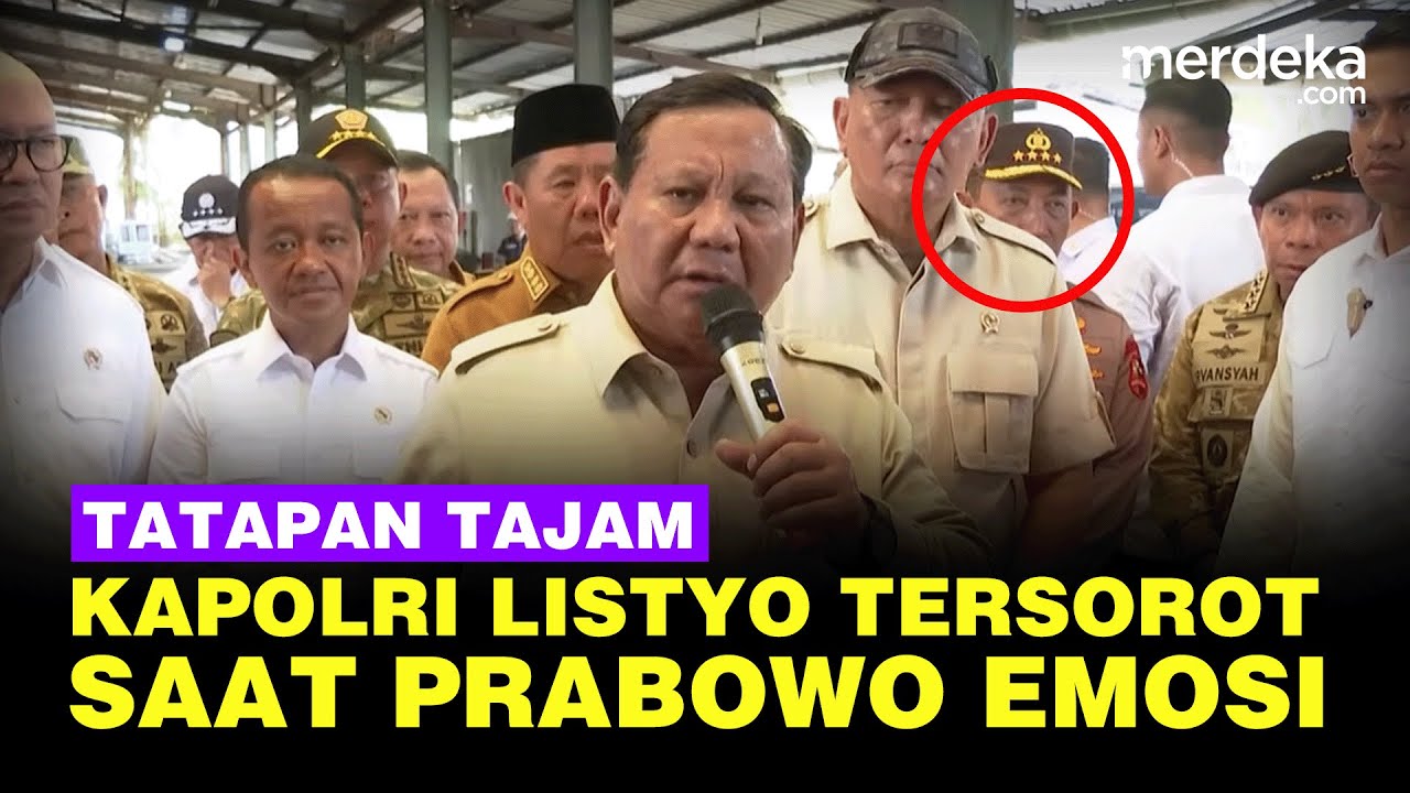 Youtube Thumnail image of : Tersorot! Tatapan Tajam Kapolri Listyo Saat Prabowo Emosi Perintah Aparat Sikat Tambang Ilegal