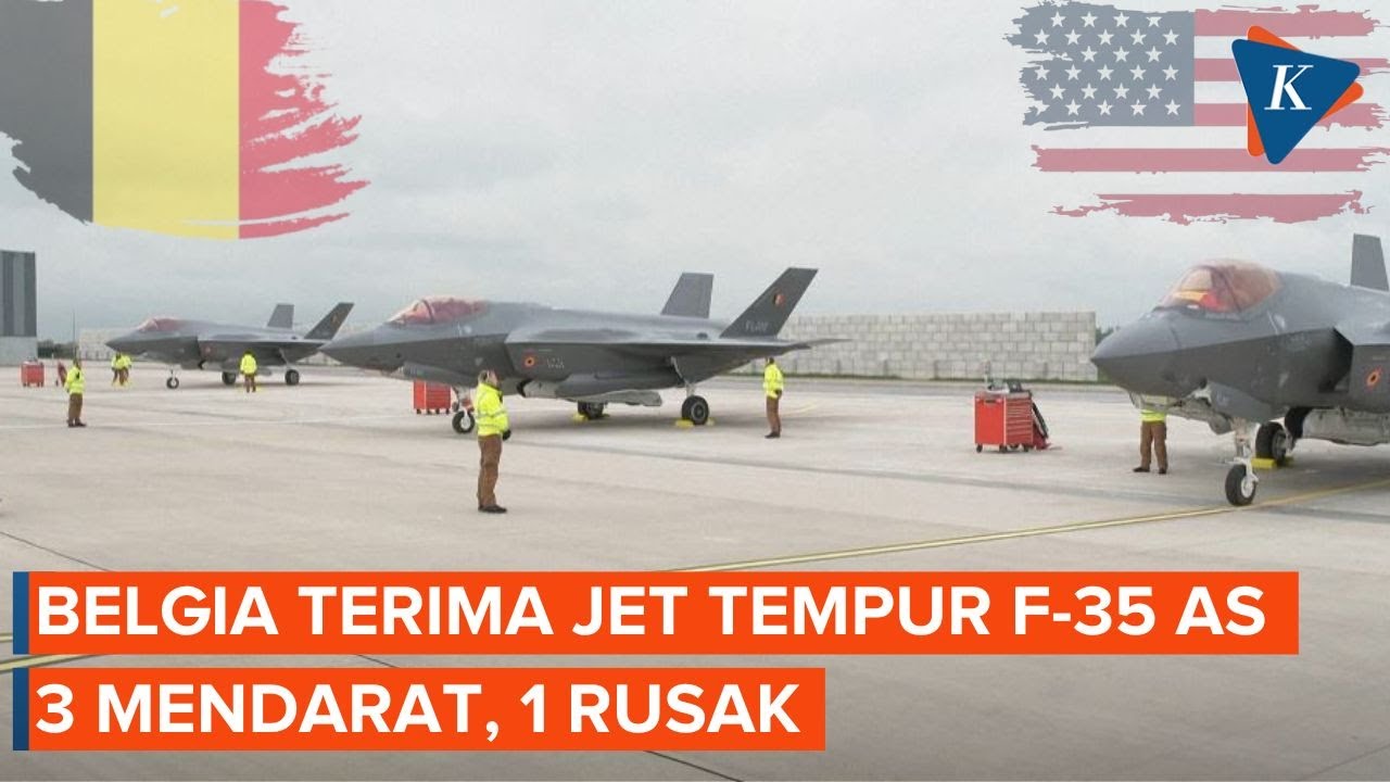 Youtube Thumnail image of : Belgia Terima Jet Tempur F-35 dari AS, 3 Mendarat, 1 Rusak