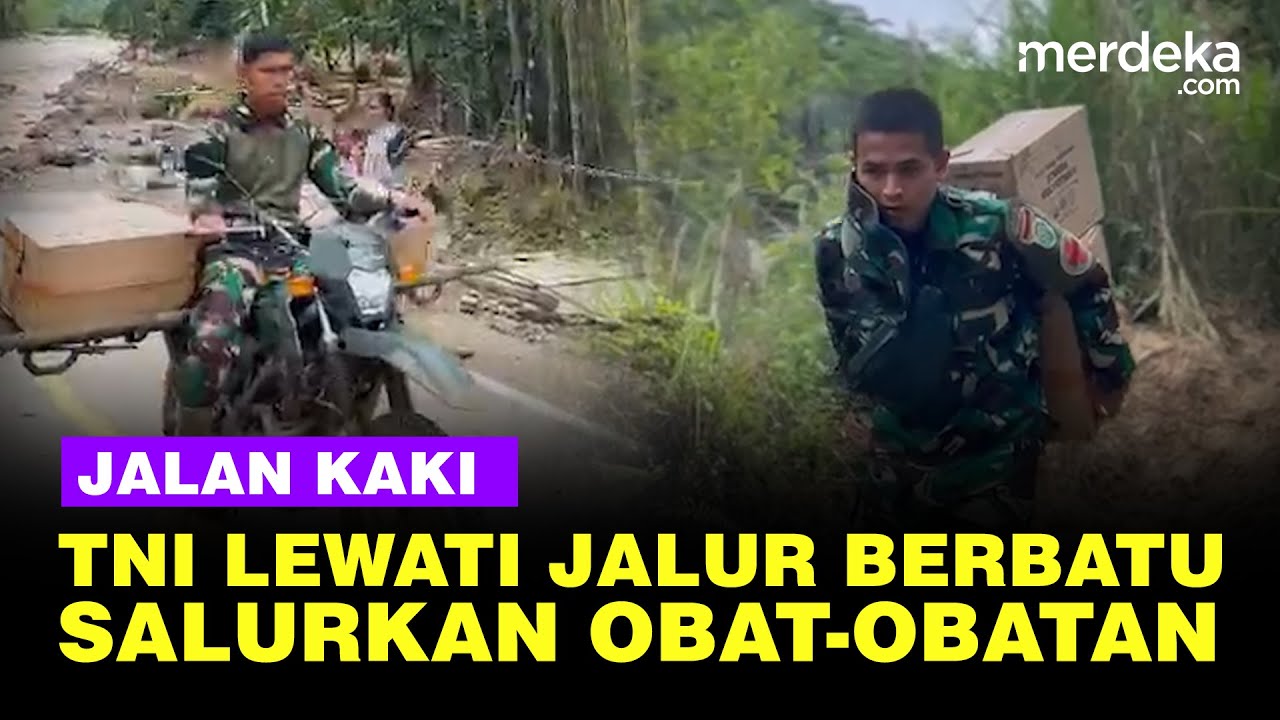 Youtube Thumnail image of : Prajurit TNI Pakai Motor & Jalan Kaki Lewati Jalur Berbatu Salurkan Obat di Aceh Tengah