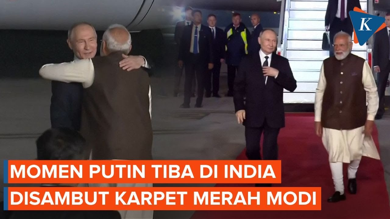 Youtube Thumnail image of : Momen Putin Tiba di India, Disambut Modi dengan Karpet Merah