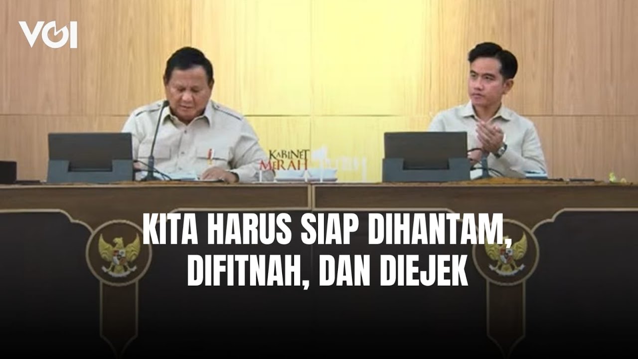 Youtube Thumnail image of : Presiden Prabowo Tegaskan, Anggota Kabinet Merah Putih Harus Siap Dihantam, Difitnah, dan Diejek