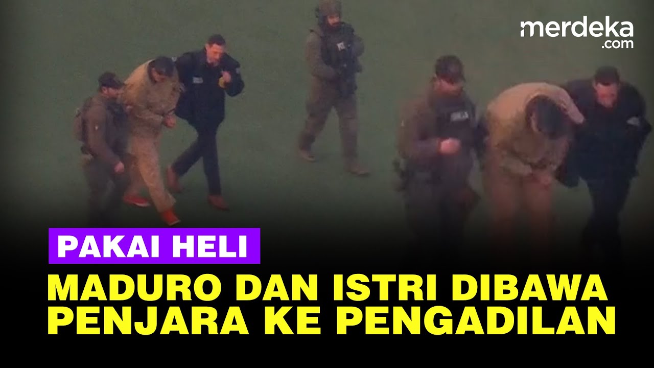 Youtube Thumnail image of : Tangan Terikat, Maduro dan Istri Dibawa Pakai Helikopter dari Penjara ke Pengadilan