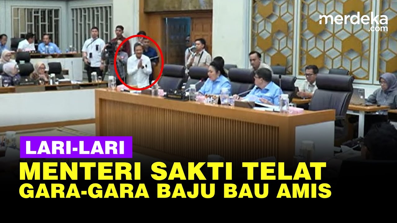 Youtube Thumnail image of : Momen Menteri Sakti Lari-lari Telat Rapat Bareng Titiek, Baju Bau Amis
