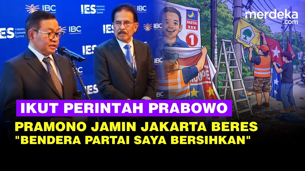 Youtube Thumnail image of : Pramono Respons Perintah Prabowo: Gak Cuma Sampah & Iklan, Bendera Partai Saya Bersihkan!
