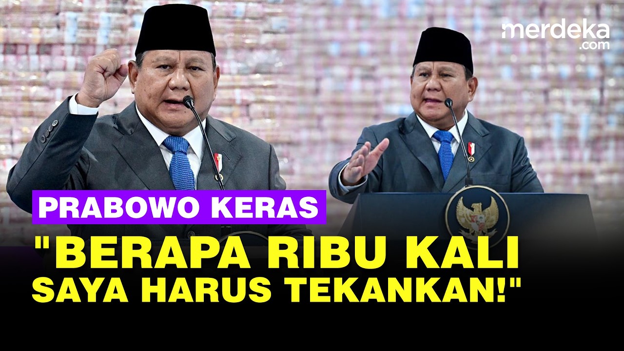 Youtube Thumnail image of : Prabowo Ke Anak Buah Depan Tumpukan Uang Sitaan Rp11 Triliun: Berapa Ribu Kali Saya Harus Tekankan!